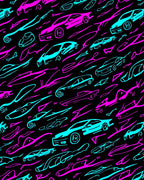 Neon Car Streaks Collection Rug