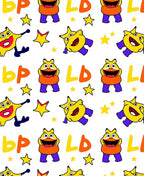 Yellow Orange Monster Stars Whimsical Rug