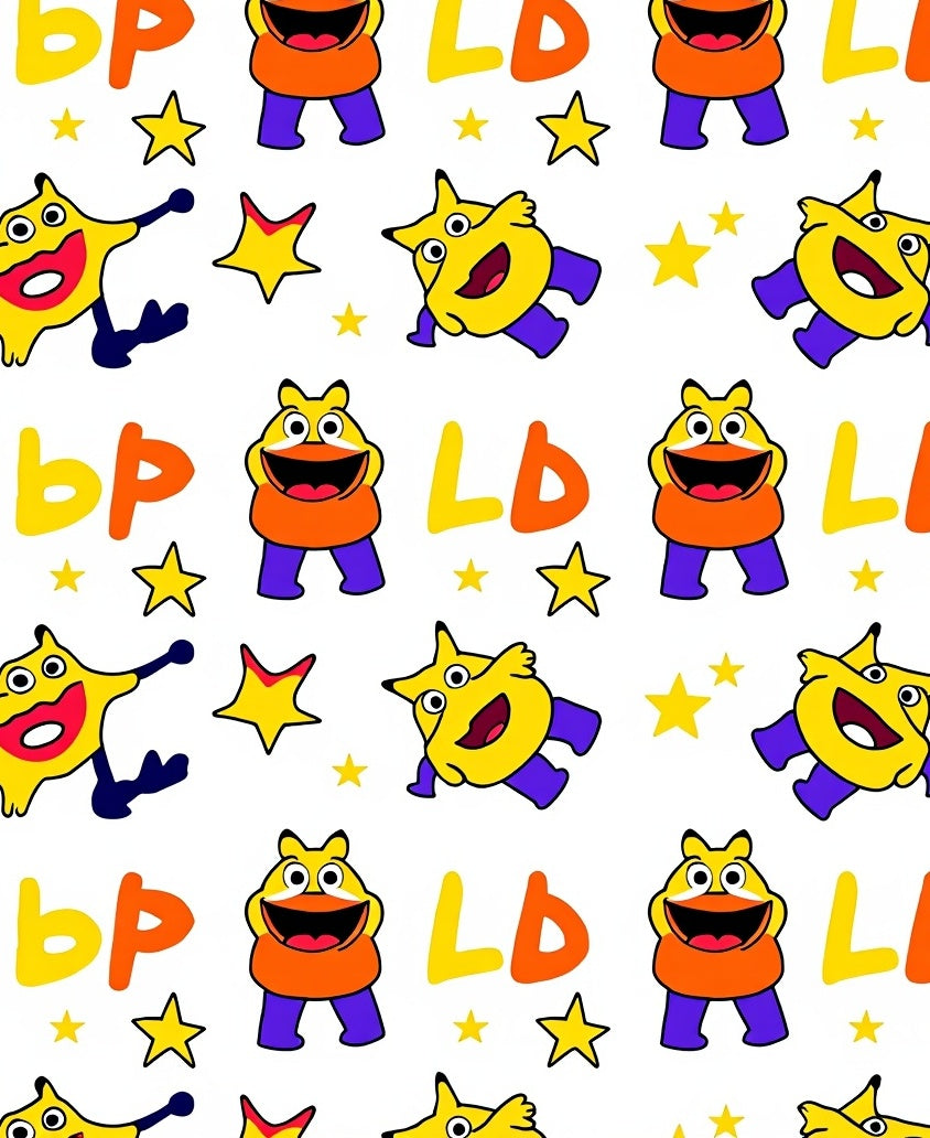 Yellow Orange Monster Stars Whimsical Rug