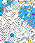 Whimsical Space Maze Cartography Design Rug