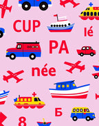 Playful Transportation Vehicles Collage Rug