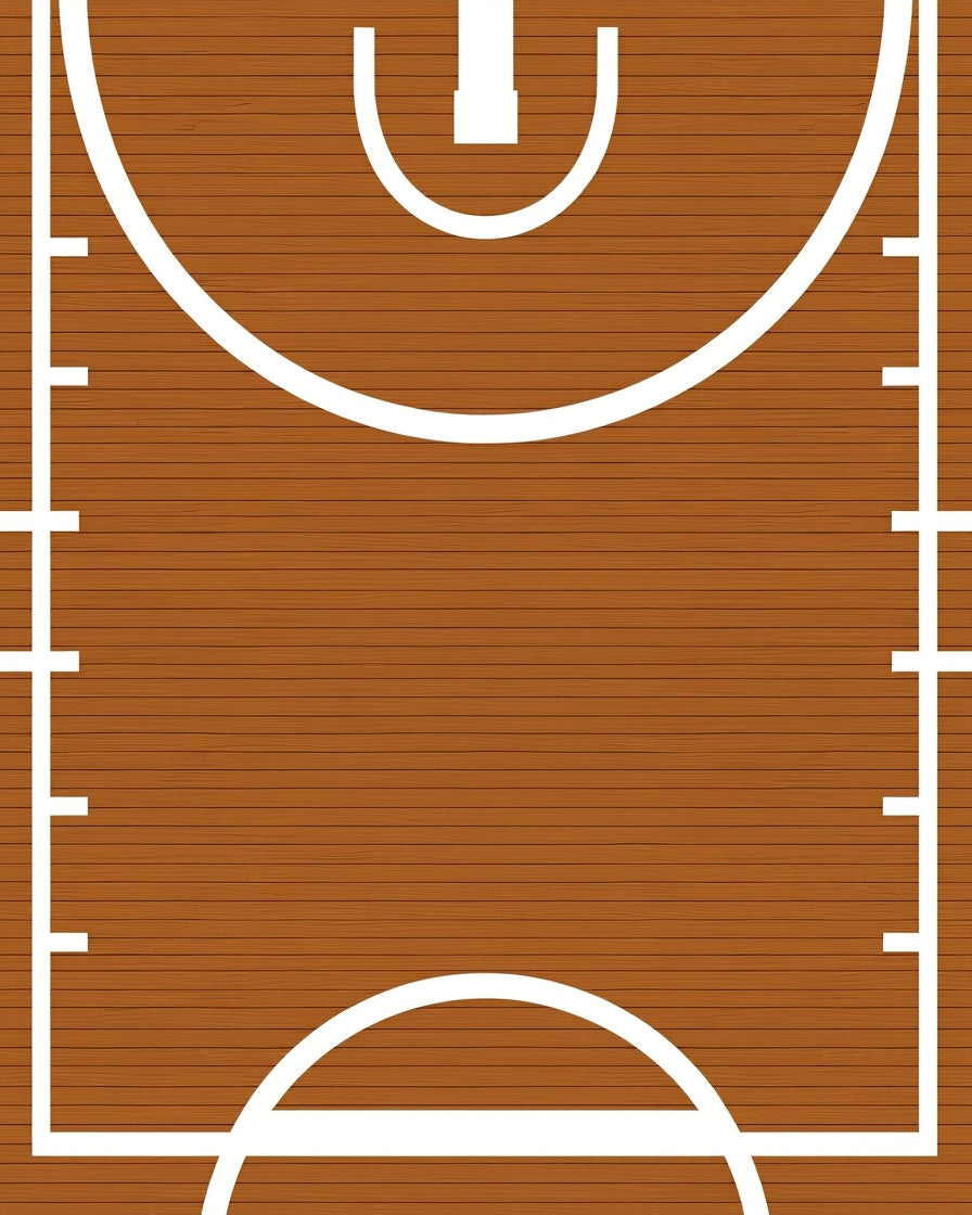 Wood Grain Basketball Court Lines Rug