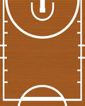 Wood Grain Basketball Court Lines Rug