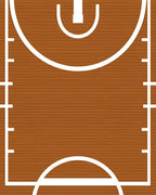 Wood Grain Basketball Court Lines Rug