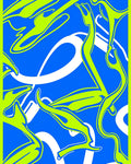 Electric Blue Vivid Swirl Abstract Rug