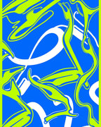 Electric Blue Vivid Swirl Abstract Rug