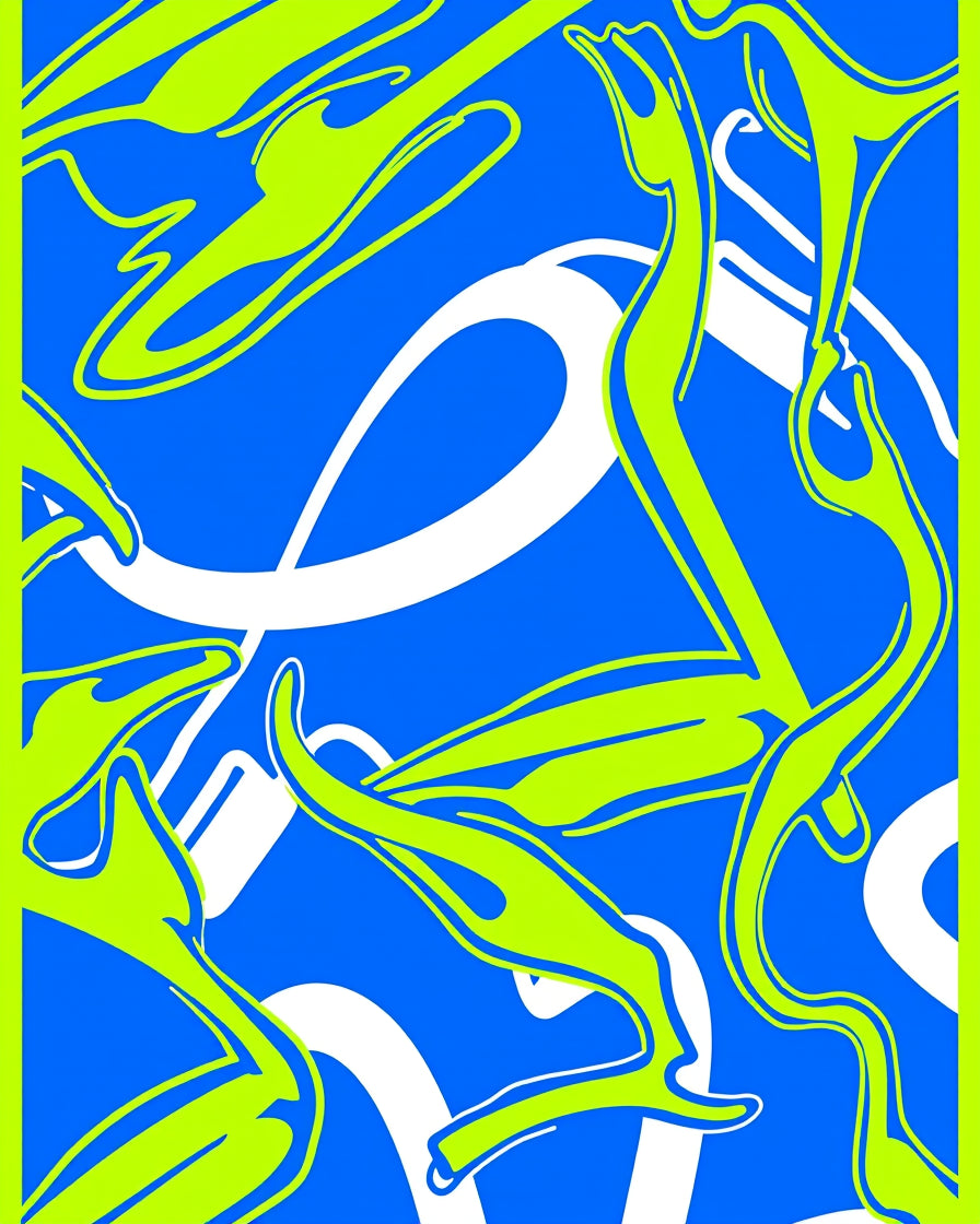 Electric Blue Vivid Swirl Abstract Rug