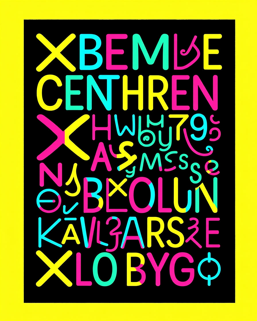 Vibrant Typographic Alphabet Explosion Rug