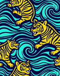 Bold Yellow Tiger Waves Rug