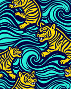 Bold Yellow Tiger Waves Rug
