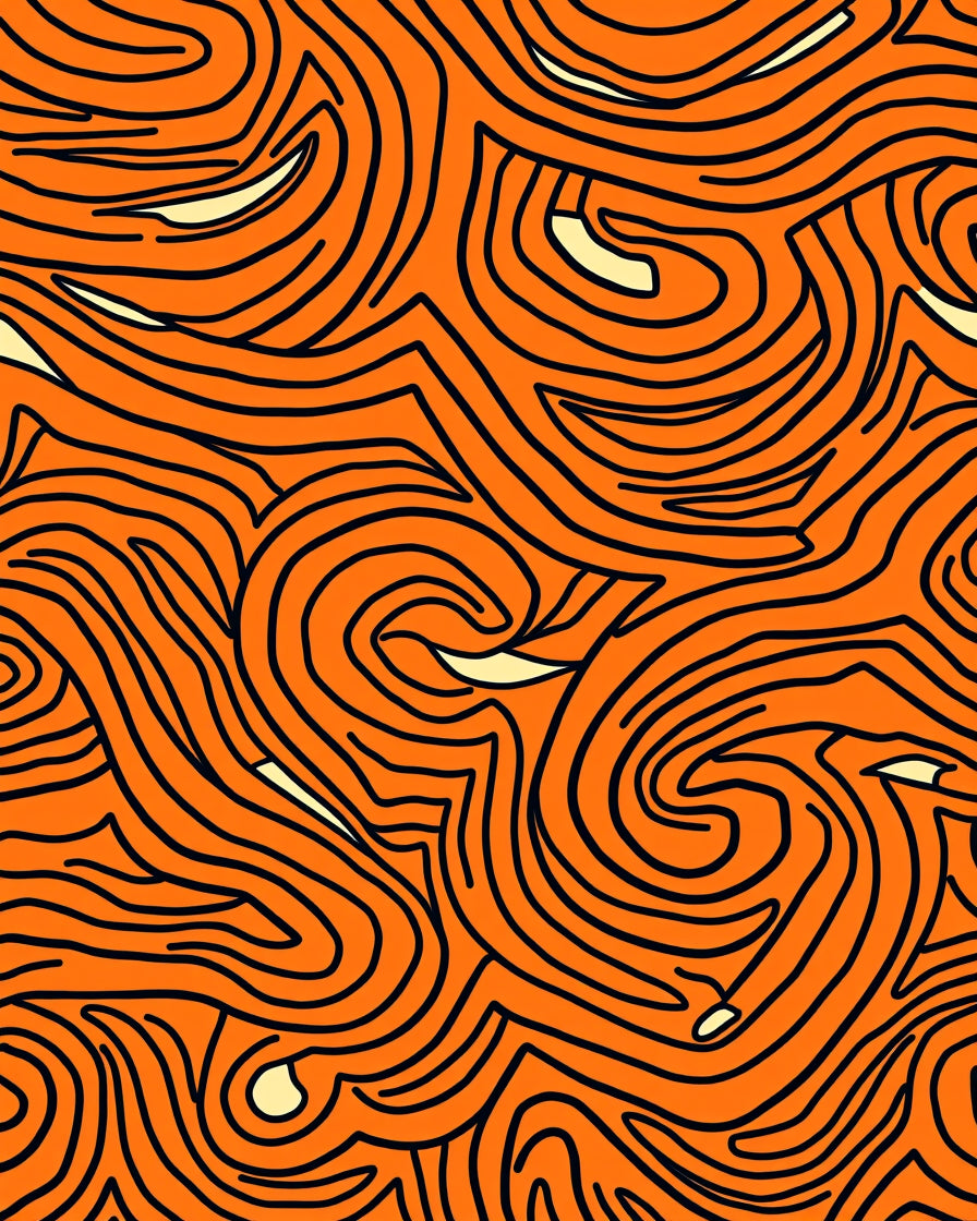 Bold Orange Swirling Line Abstract Rug