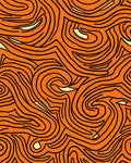 Bold Orange Swirling Line Abstract Rug