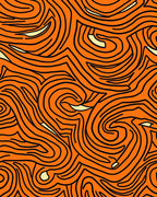 Bold Orange Swirling Line Abstract Rug