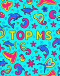 Playful Blue Dolphins Pink Shapes Rug