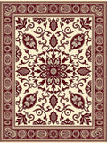 Crimson Floral Medallion Brocade Rug