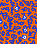 Bold Orange Blue Soccer Ball Swirl Rug