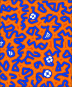 Bold Orange Blue Soccer Ball Swirl Rug