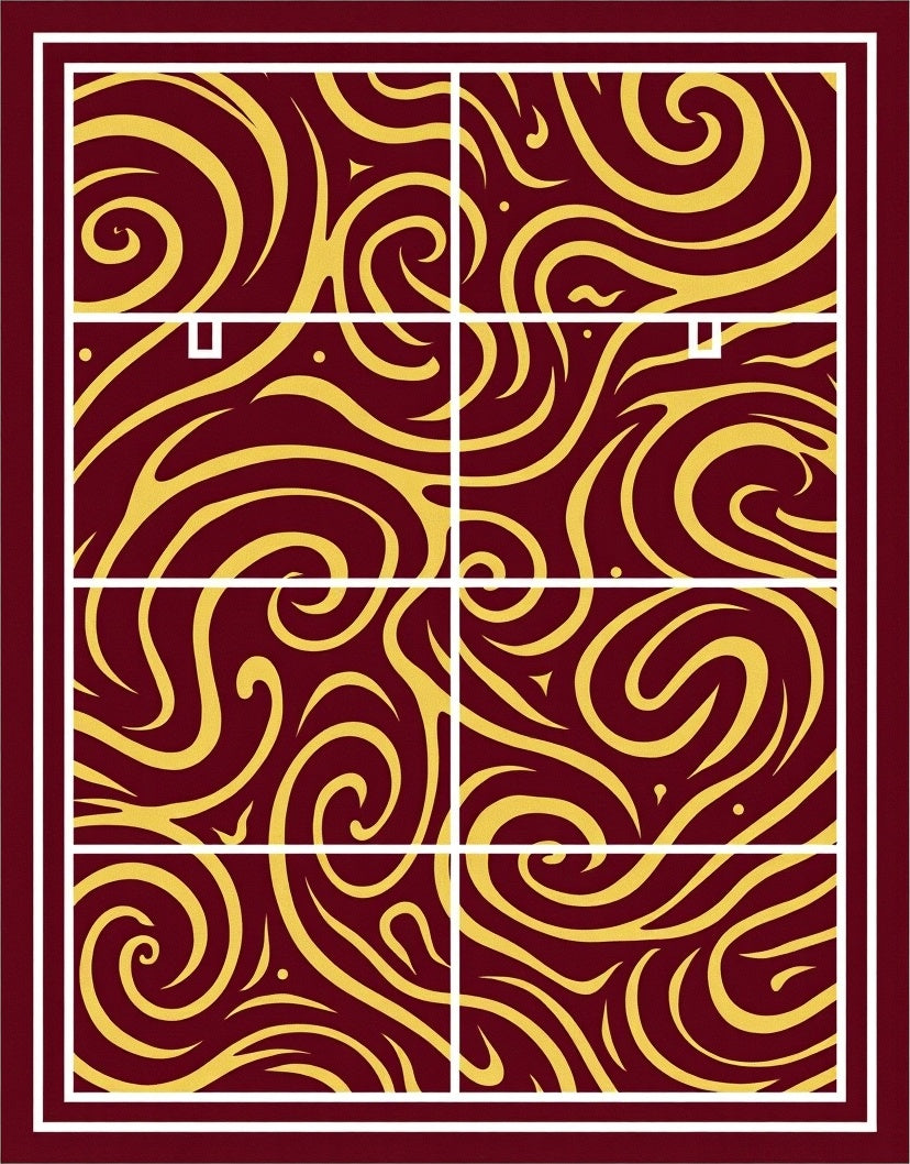 Crimson Gold Swirls Medallion Rug