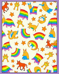 Whimsical Rainbow Creatures Starry Cream Rug