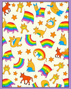 Whimsical Rainbow Creatures Starry Cream Rug