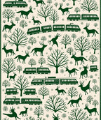 Forest Deer Train Whimsical Woodland Scene Rug