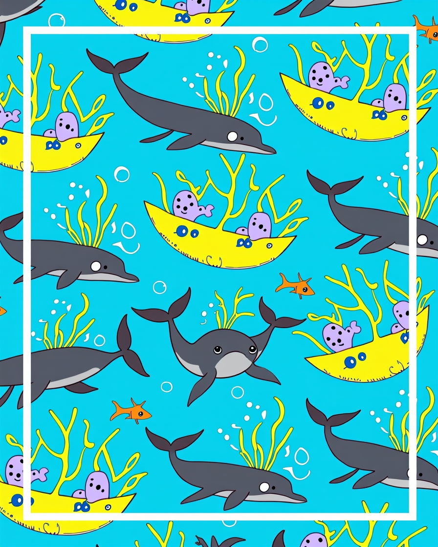 Dolphin Sea Creatures Yellow Boat Rug