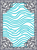 Classic Blue Wave Swirls Bordered Rug
