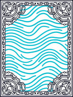 Classic Blue Wave Swirls Bordered Rug