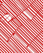 Crimson White Diagonal Stripe Illusion Rug