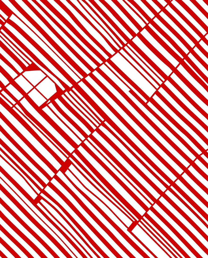 Crimson White Diagonal Stripe Illusion Rug