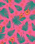 Vibrant Tropical Orange Flowers Green Leaves Rug