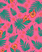 Vibrant Tropical Orange Flowers Green Leaves Rug
