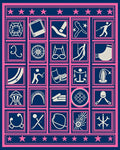 Navy Pink Icon Grid Collage Rug