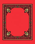 Red Ornate Black Gold Floral Border Rug