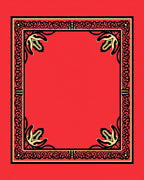 Red Ornate Black Gold Floral Border Rug
