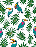 Tropical Toucan Leafy Jungle Scene Rug