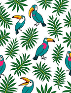 Tropical Toucan Leafy Jungle Scene Rug