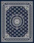 Navy White Intricate Mandala Floral Rug