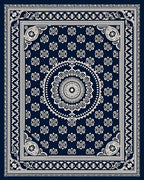 Navy White Intricate Mandala Floral Rug
