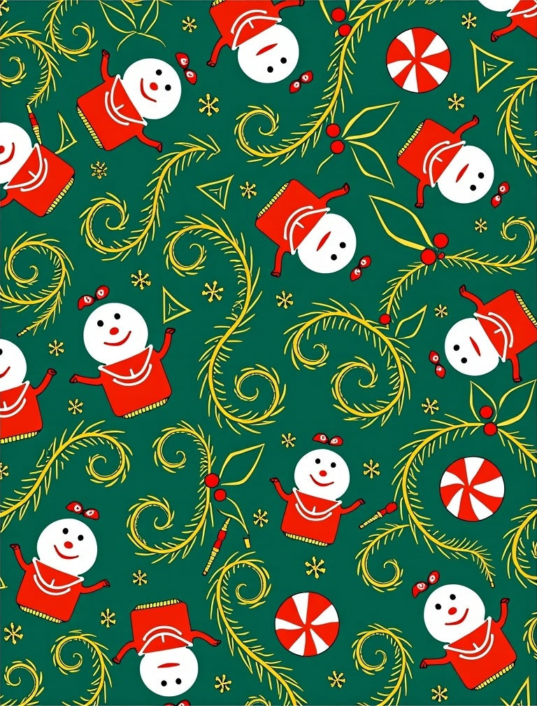 Merry Snowman Red Holly Vines Rug