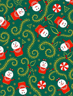 Merry Snowman Red Holly Vines Rug