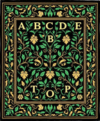 Black Emerald Floral Alphabet Border Rug