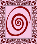Crimson Swirl Bordered Pink Rug