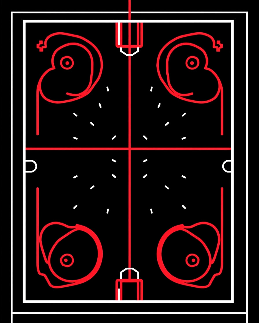 Bold Red Symmetrical Abstract Form Rug