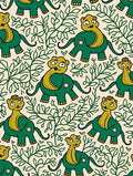 Playful Green Dinosaur Foliage Scene Rug