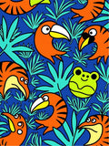 Vibrant Toucan Frog Jungle Scene Rug