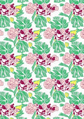 Pink Orchid Green Leaf Tropical Bloom Rug