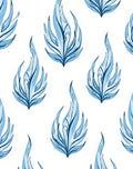 Arctic Ice Blue Flame Leaf Swirls Rug