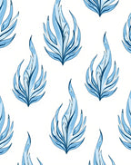 Arctic Ice Blue Flame Leaf Swirls Rug