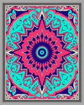 Vibrant Teal Pink Starburst Mandala Rug